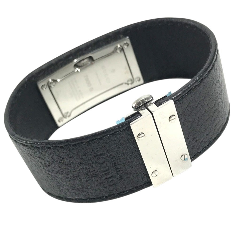GUCCI 7800S Logo Bangle Watch Leather Quartz Women's Watch Wristwatch Leather / SS Silver/Black Used