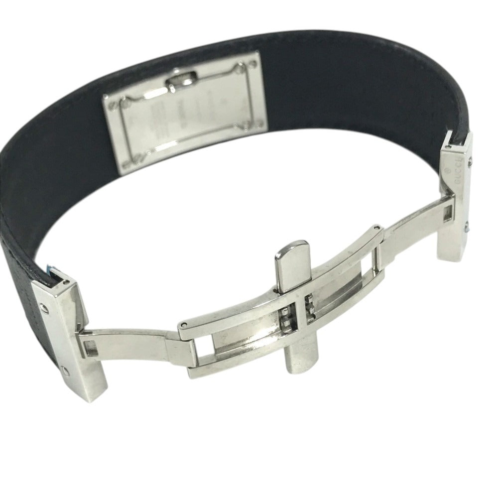 GUCCI 7800S Logo Bangle Watch Leather Quartz Women's Watch Wristwatch Leather / SS Silver/Black Used