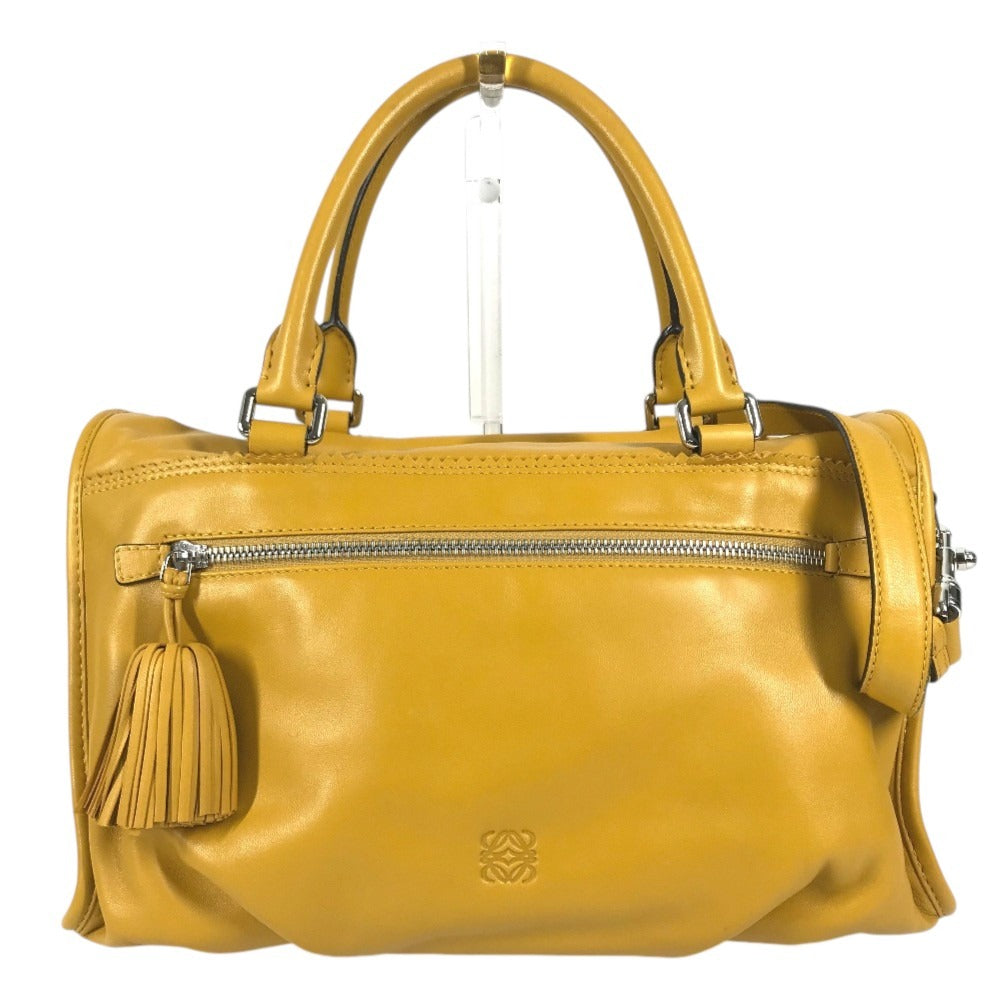 LOEWE Anagram Logo Tassel Fringe Seville 2WAY Bag Shoulder Bag Tote Bag Hand Bag Nappa leather yellow Used