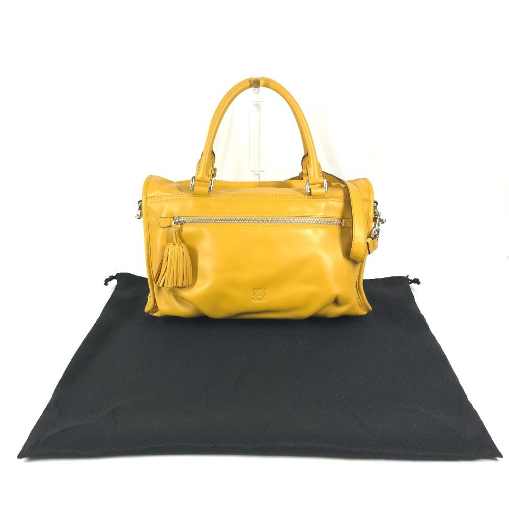 LOEWE Anagram Logo Tassel Fringe Seville 2WAY Bag Shoulder Bag Tote Bag Hand Bag Nappa leather yellow Used