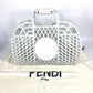 FENDI 8BH389 ミディアム バスケット カバン メッシュ トートバッグ ハンドバッグ プラスチック レディース ホワイト