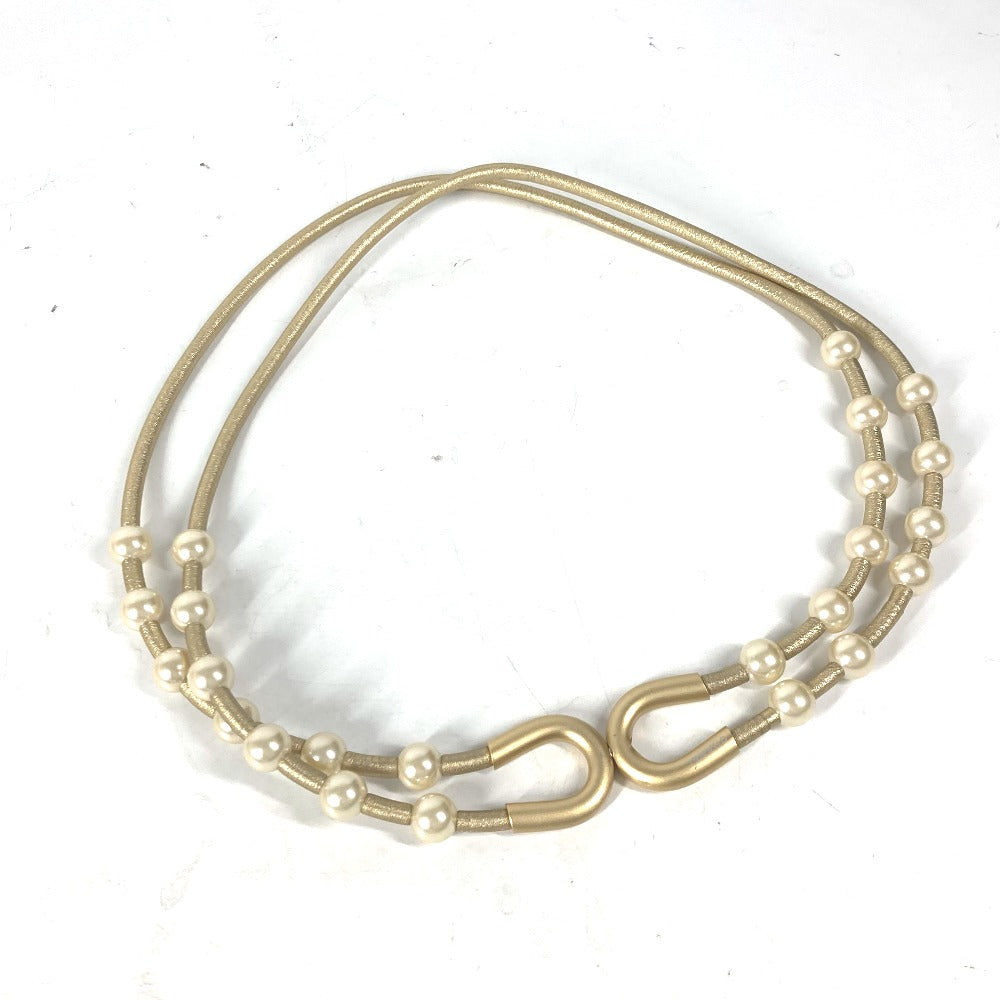 CHANEL 01C Faux Pearl Double Belt, W Belt, Accessory, Pants Belt, Faux Pearl, Women's, Gold