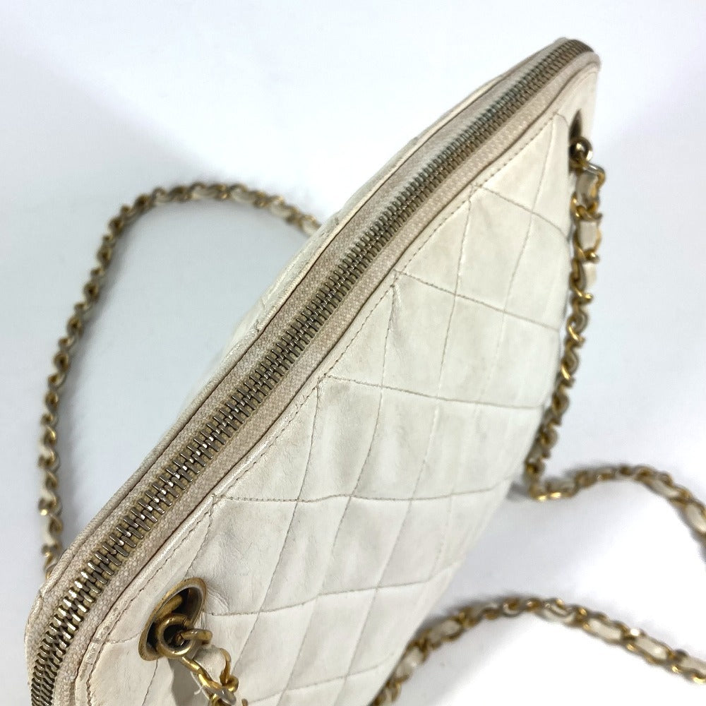 CHANEL ヴィンテージ マトラッセ キルティング ロゴ ロゴ Wチェーンバッグ 肩掛け ショルダーバッグ レザー レディース ホワイト - brandshop-reference