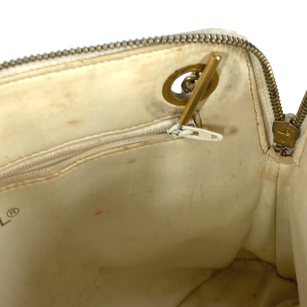 CHANEL ヴィンテージ マトラッセ キルティング ロゴ ロゴ Wチェーンバッグ 肩掛け ショルダーバッグ レザー レディース ホワイト - brandshop-reference