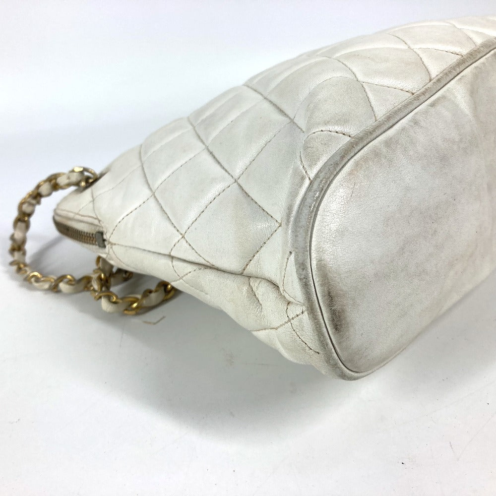CHANEL ヴィンテージ マトラッセ キルティング ロゴ ロゴ Wチェーンバッグ 肩掛け ショルダーバッグ レザー レディース ホワイト - brandshop-reference