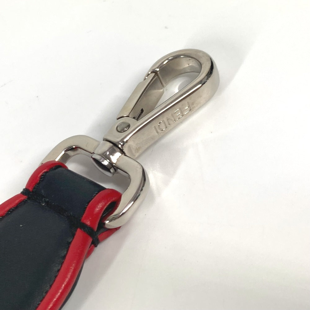 FENDI ストラップユー ロゴ ストライプ ショート ショルダーストラップ レザー ユニセックス ブラック - brandshop-reference