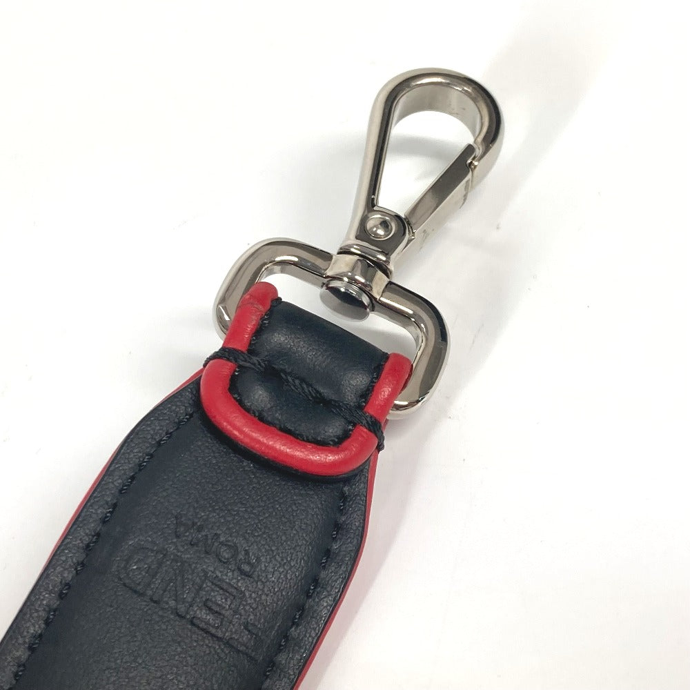 FENDI ストラップユー ロゴ ストライプ ショート ショルダーストラップ レザー ユニセックス ブラック - brandshop-reference