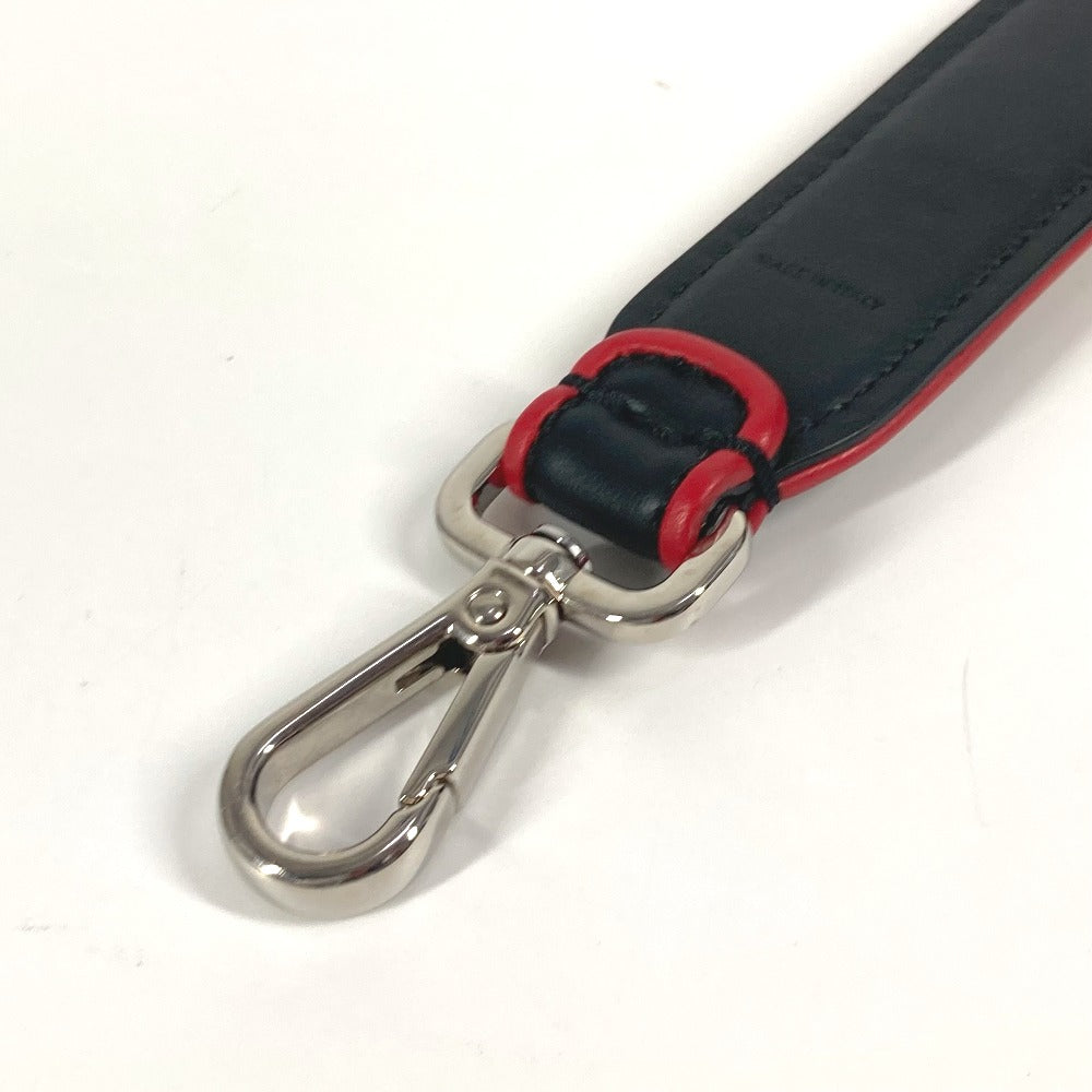 FENDI ストラップユー ロゴ ストライプ ショート ショルダーストラップ レザー ユニセックス ブラック - brandshop-reference