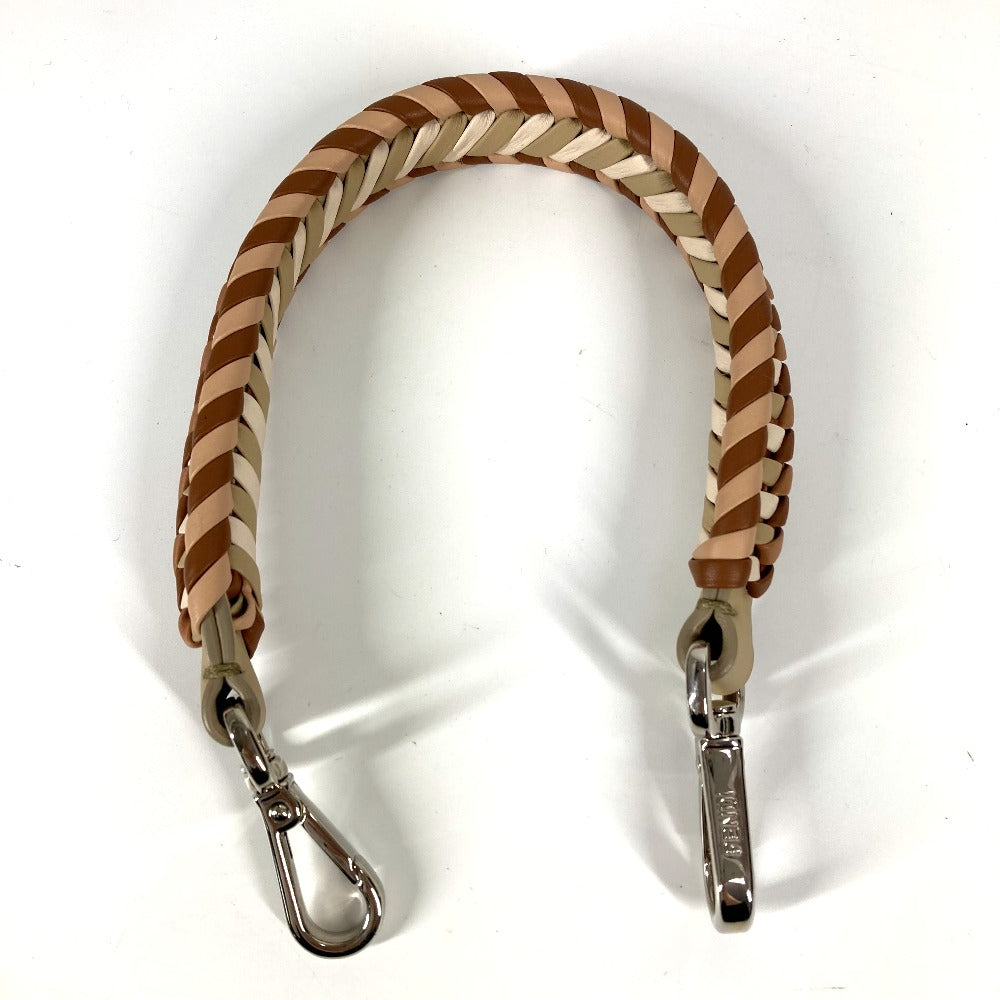 FENDI ストラップユー ストライプ バイカラー バッグアクセサリー ショルダーストラップ レザー ユニセックス ベージュ - brandshop-reference