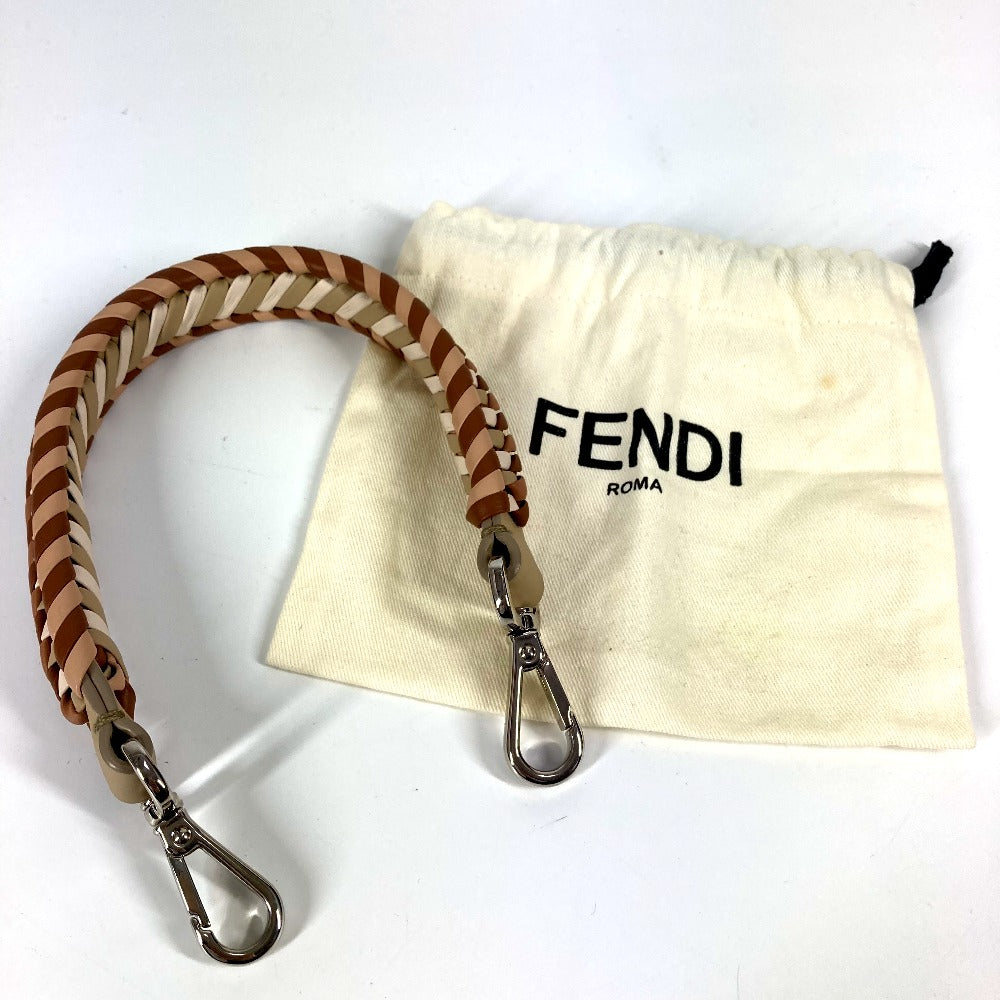FENDI ストラップユー ストライプ バイカラー バッグアクセサリー ショルダーストラップ レザー ユニセックス ベージュ - brandshop-reference