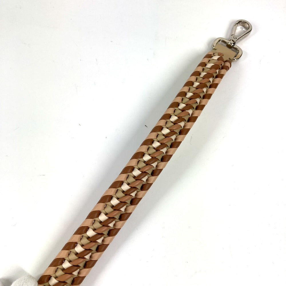 FENDI ストラップユー ストライプ バイカラー バッグアクセサリー ショルダーストラップ レザー ユニセックス ベージュ - brandshop-reference