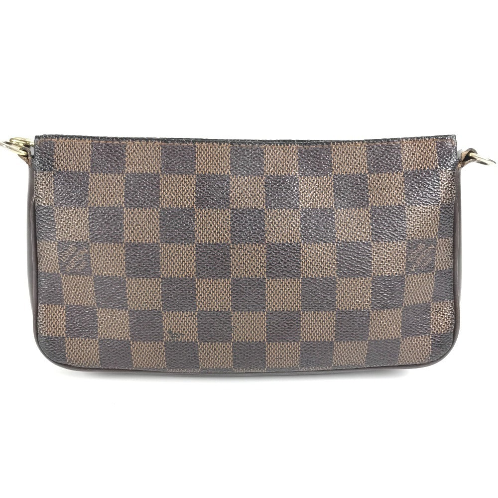 Louis Vuitton N51983 Damier Navona Crossbody Bag Pochette Beg Beg Damier Canvas Unisex Ebene Brown