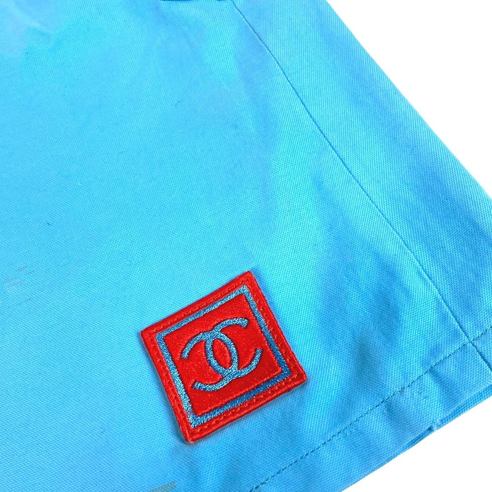 Chanel P19433 Sukan Sukan 02S Logo CC Coco Mark Bottoms Logo Logo Skirt Cotton Women's Blue