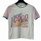 Chanel P55821 Coco Cuba Pakaian Tops Logo T-Shirt Lengan Pendek Kapas Wanita Pink