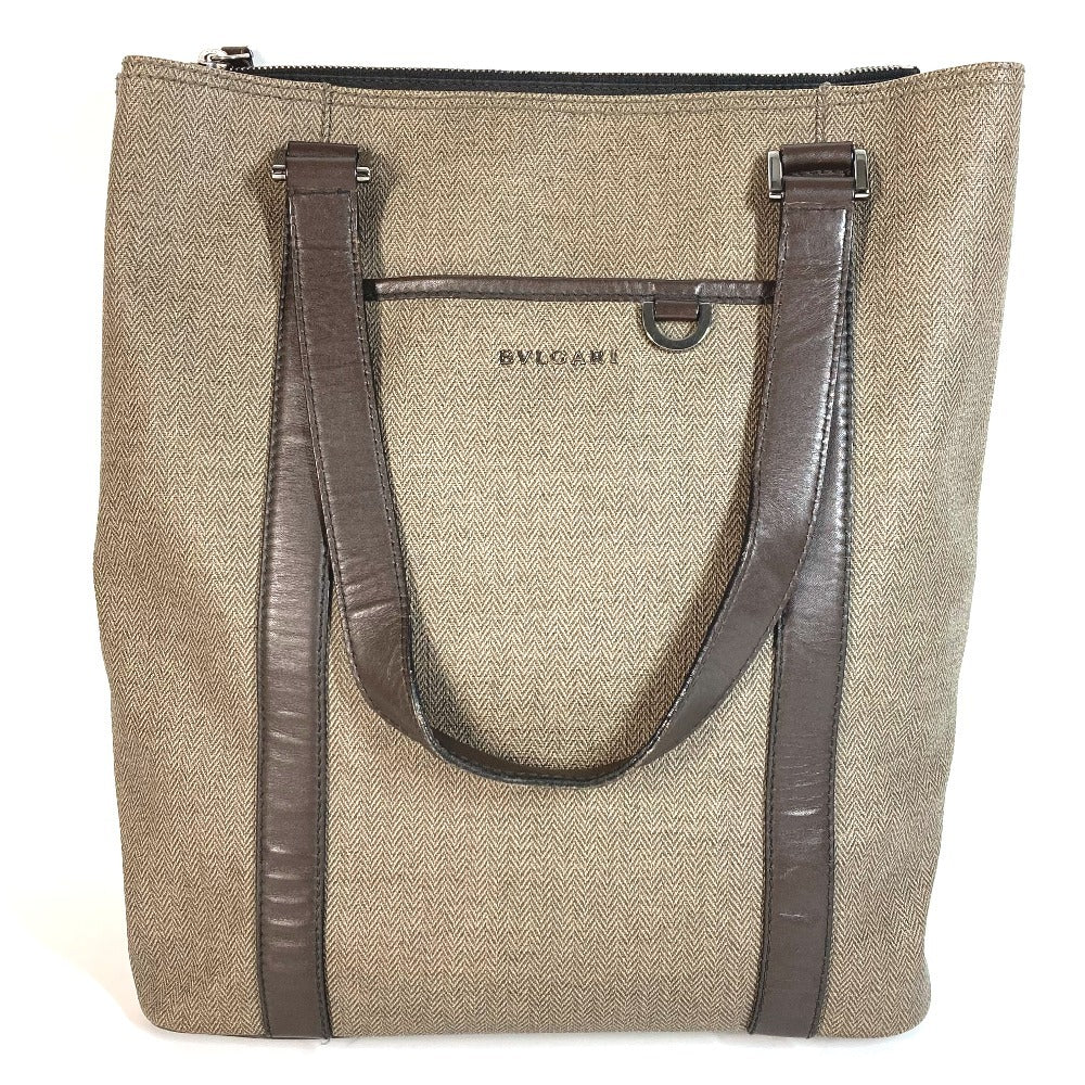 BVLGARI Weekend Logo Bag Vertical Tote Bag Shoulder Bag PVC/Leather Unisex Gray