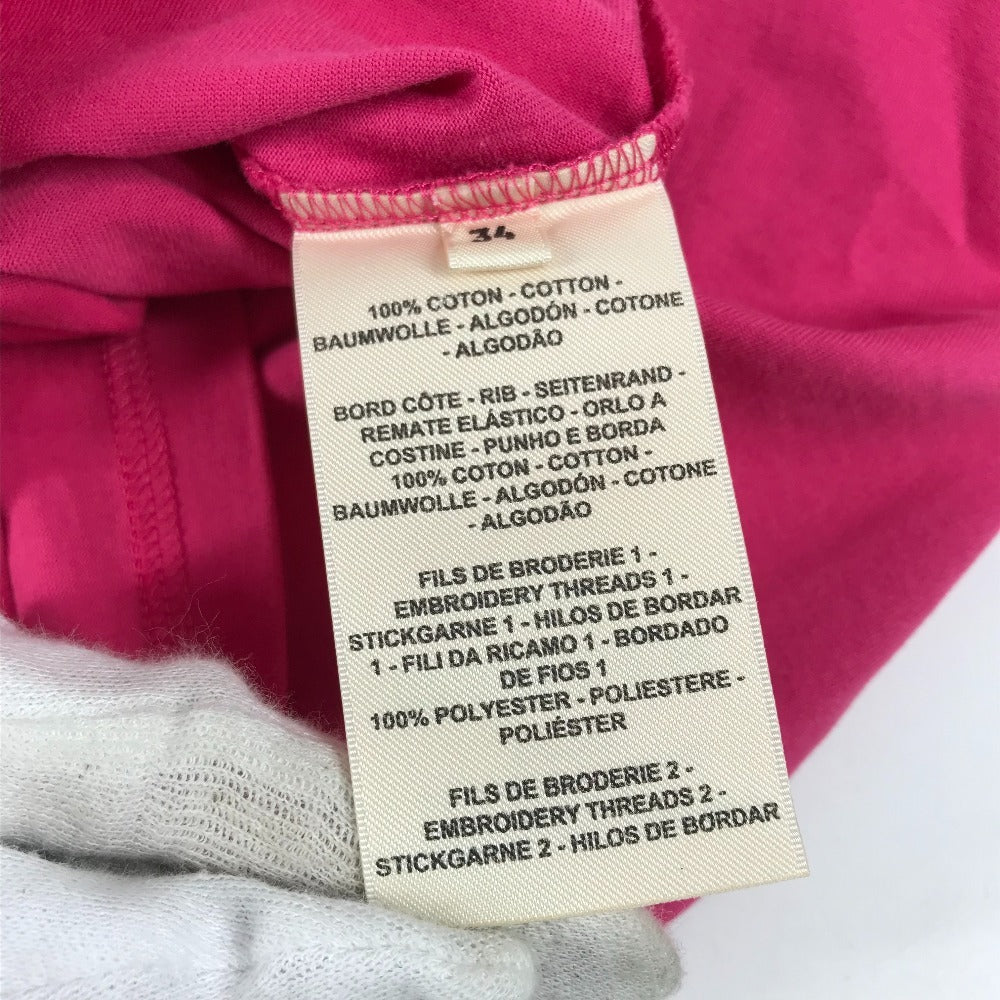 HERMES 刺繍入れ モザイク Hロゴ ポケット アパレル Tシャツワンピース ラウンドネック ワンピース コットン レディース ピンク