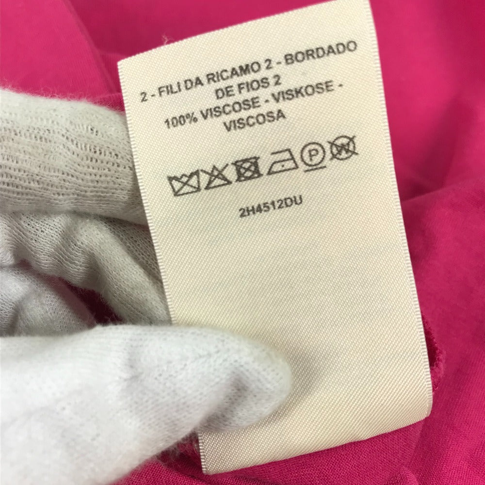 HERMES 刺繍入れ モザイク Hロゴ ポケット アパレル Tシャツワンピース ラウンドネック ワンピース コットン レディース ピンク