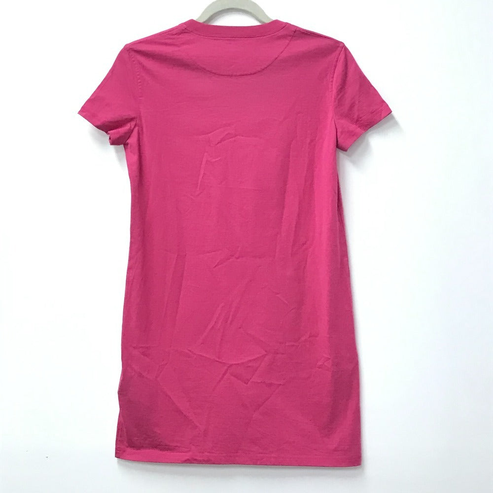 HERMES 刺繍入れ モザイク Hロゴ ポケット アパレル Tシャツワンピース ラウンドネック ワンピース コットン レディース ピンク