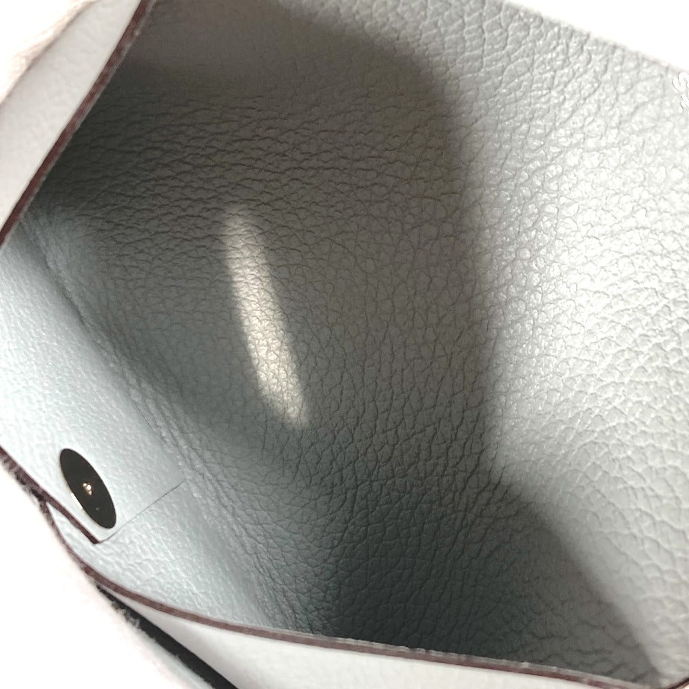 HERMES パスケース 小銭入れ 財布 カルヴィ シルバー金具 小物 二つ折り カードケース 名刺入れ コインケース レザー ユニセックス ライトグレー系