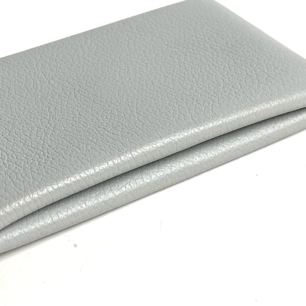 HERMES パスケース 小銭入れ 財布 カルヴィ シルバー金具 小物 二つ折り カードケース 名刺入れ コインケース レザー ユニセックス ライトグレー系