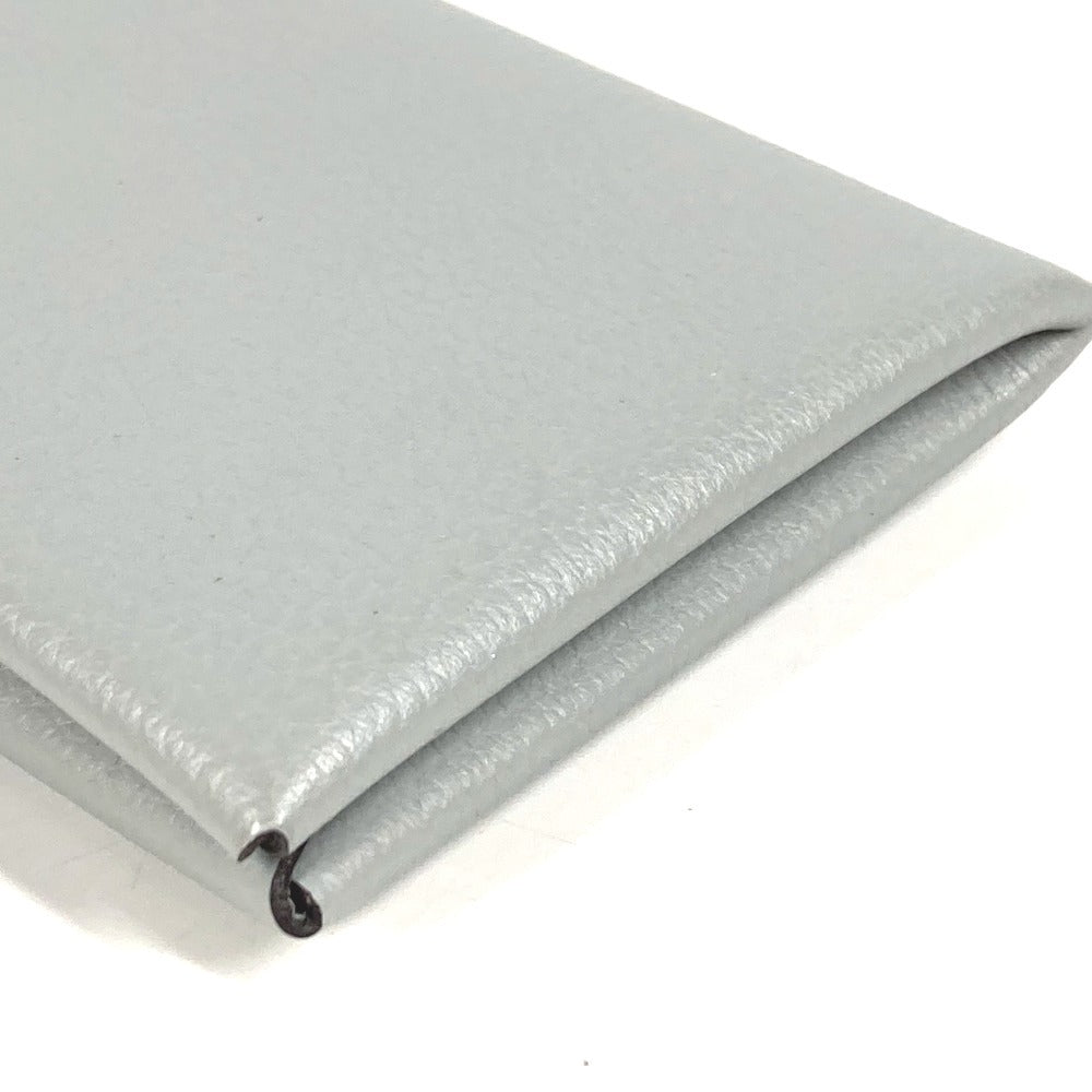 HERMES パスケース 小銭入れ 財布 カルヴィ シルバー金具 小物 二つ折り カードケース 名刺入れ コインケース レザー ユニセックス ライトグレー系