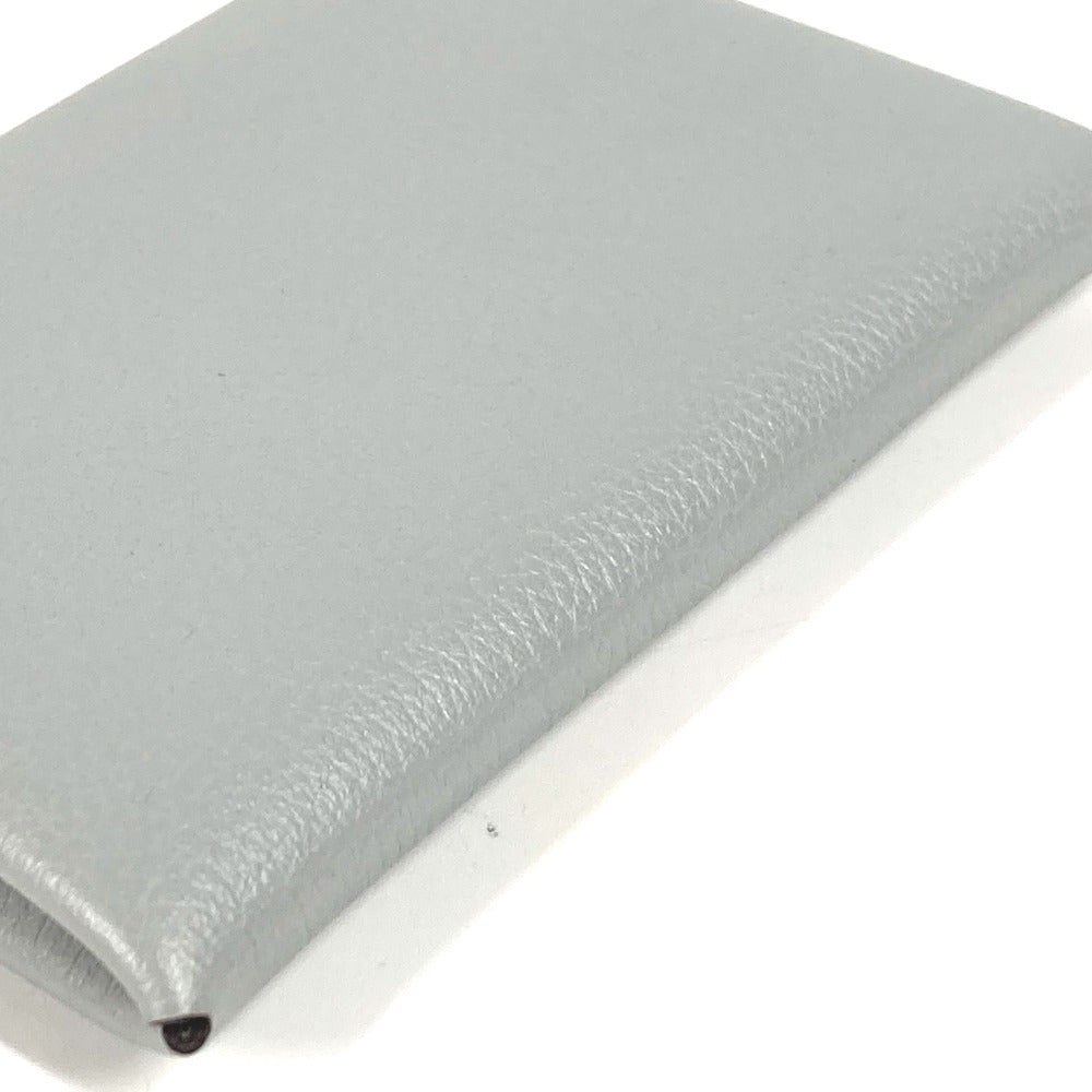 HERMES パスケース 小銭入れ 財布 カルヴィ シルバー金具 小物 二つ折り カードケース 名刺入れ コインケース レザー ユニセックス ライトグレー系