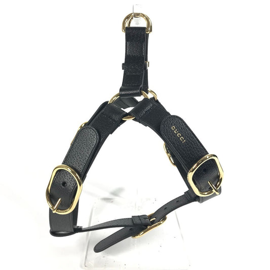 GUCCI 695253 GG ペット ハーネス 犬 グッズ お散歩 ワンちゃん ドッグ DOG 雑貨 レザー ユニセックス ブラック
