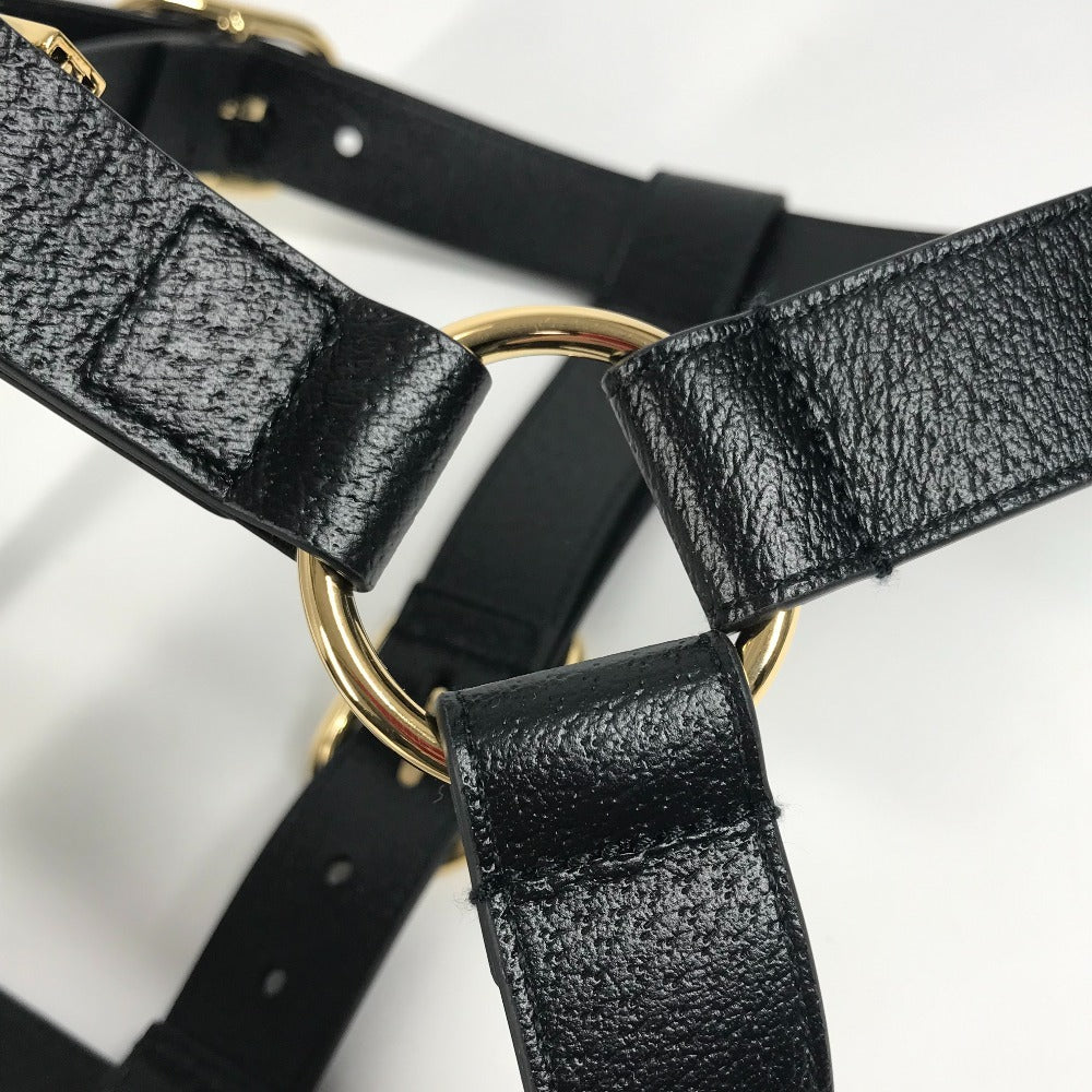 GUCCI 695253 GG Pet Harness for Dogs, Perfect for Walking, Dogs, Leather, Unisex, Black