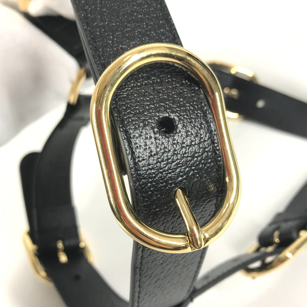GUCCI 695253 GG Pet Harness for Dogs, Perfect for Walking, Dogs, Leather, Unisex, Black