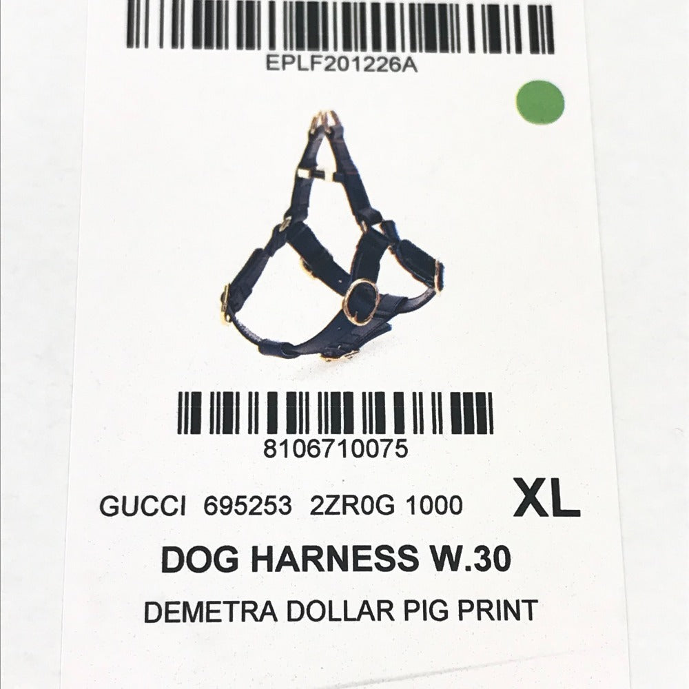 GUCCI 695253 GG Pet Harness for Dogs, Perfect for Walking, Dogs, Leather, Unisex, Black