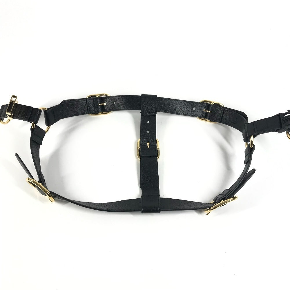GUCCI 695253 GG Pet Harness for Dogs, Perfect for Walking, Dogs, Leather, Unisex, Black