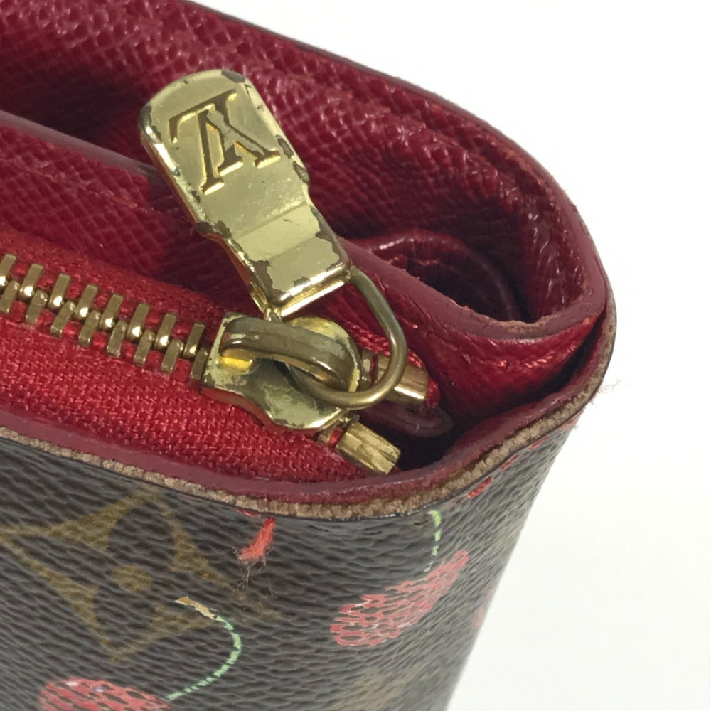 LOUIS VUITTON M95005 Monogram Cherry Compact Zip Wallet by Takashi Murakami, a compact bi-fold wallet in Monogram Cherry canvas, unisex, brown