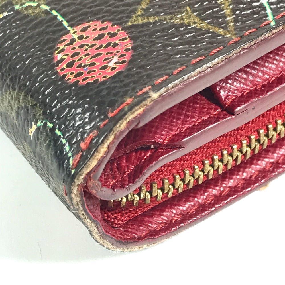 LOUIS VUITTON M95005 Monogram Cherry Compact Zip Wallet by Takashi Murakami, a compact bi-fold wallet in Monogram Cherry canvas, unisex, brown