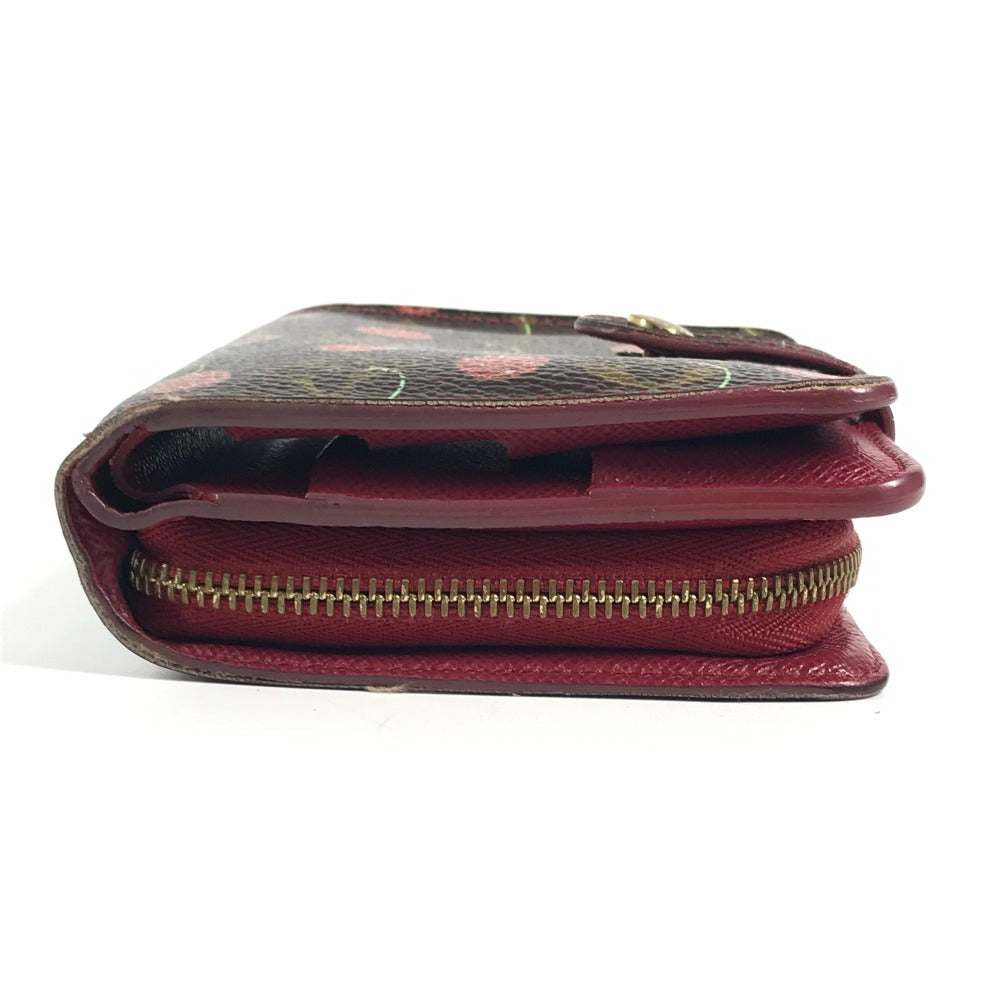 LOUIS VUITTON M95005 Monogram Cherry Compact Zip Wallet by Takashi Murakami, a compact bi-fold wallet in Monogram Cherry canvas, unisex, brown