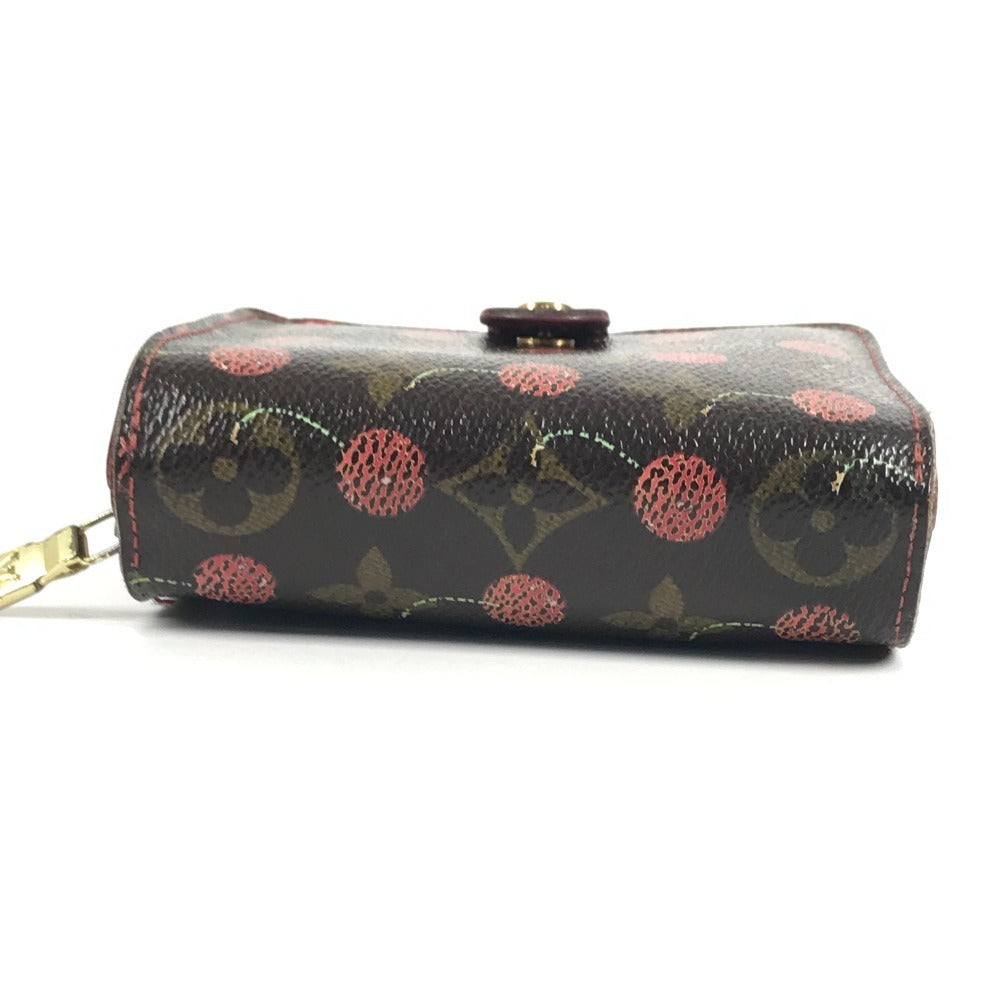 LOUIS VUITTON M95005 Monogram Cherry Compact Zip Wallet by Takashi Murakami, a compact bi-fold wallet in Monogram Cherry canvas, unisex, brown