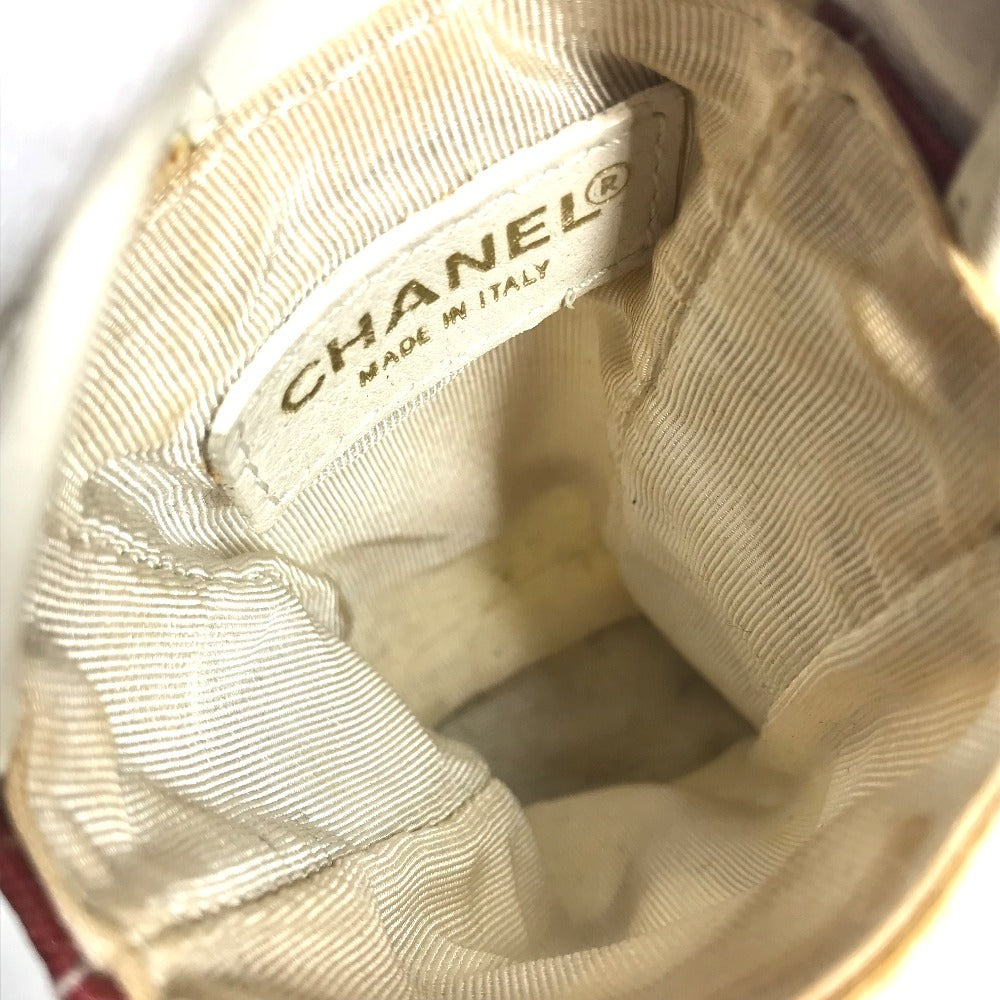 CHANEL Double Chain with Phone Pouch, Logo Matelasse Quilted Shoulder Tote Bag, Plastic Chain, Linen, Women's, White