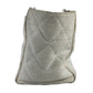 CHANEL Double Chain with Phone Pouch, Logo Matelasse Quilted Shoulder Tote Bag, Plastic Chain, Linen, Women's, White