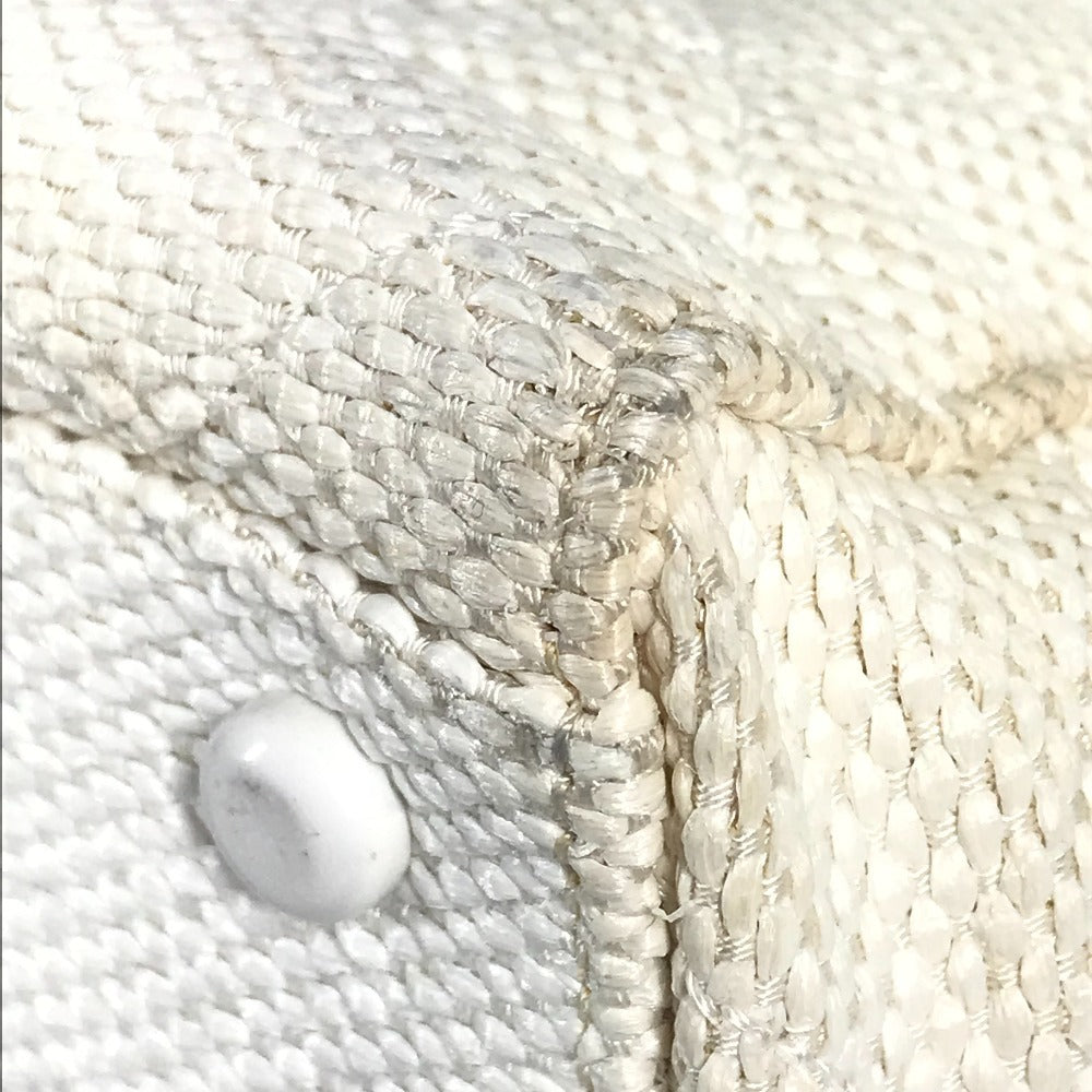 CHANEL Double Chain with Phone Pouch, Logo Matelasse Quilted Shoulder Tote Bag, Plastic Chain, Linen, Women's, White