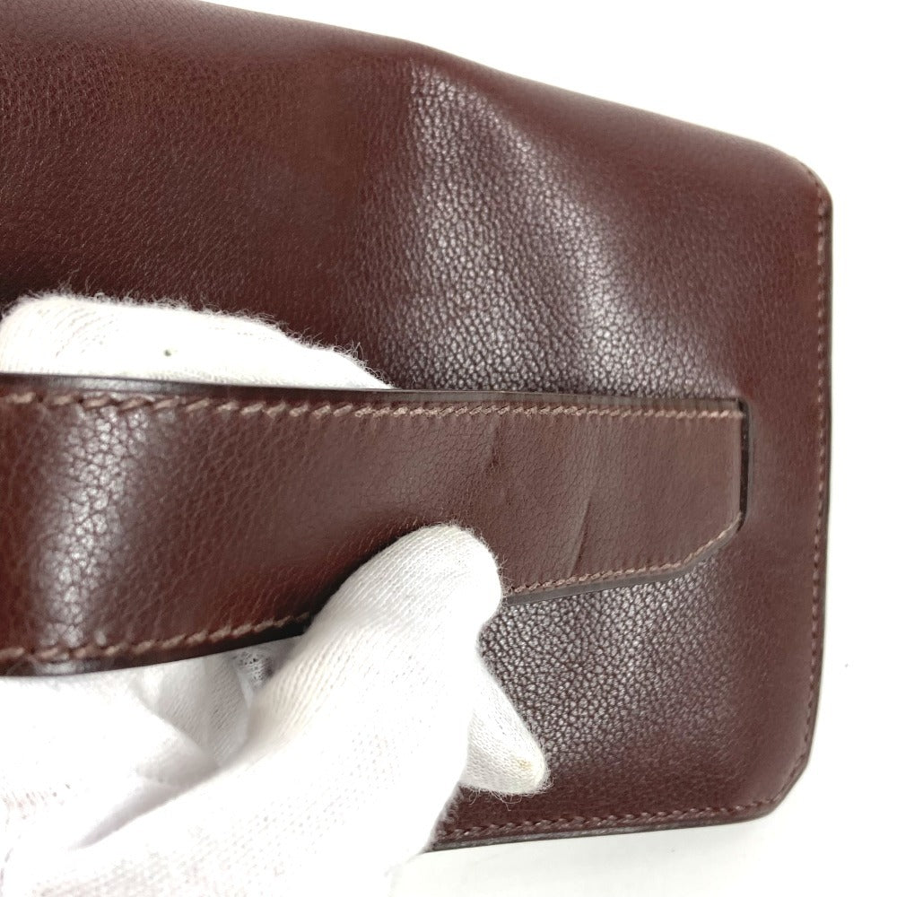 HERMES Envelope Bag Flap Pouch Second Bag Clutch Bag Leather Unisex Brown