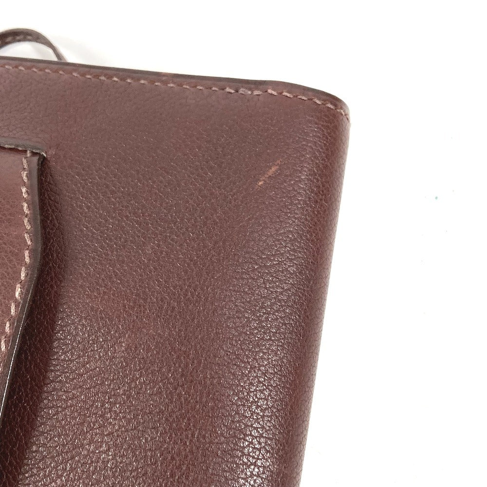 HERMES Envelope Bag Flap Pouch Second Bag Clutch Bag Leather Unisex Brown