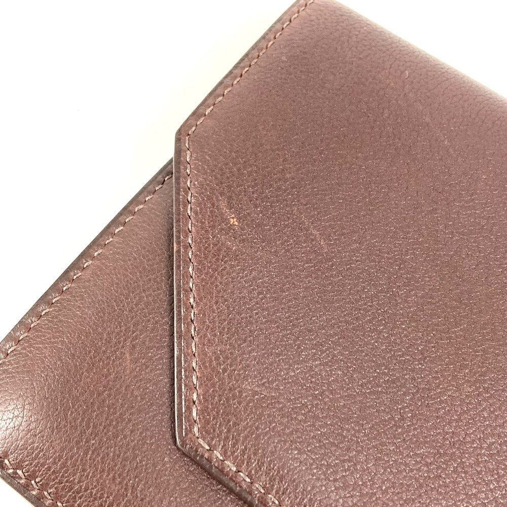 HERMES Envelope Bag Flap Pouch Second Bag Clutch Bag Leather Unisex Brown