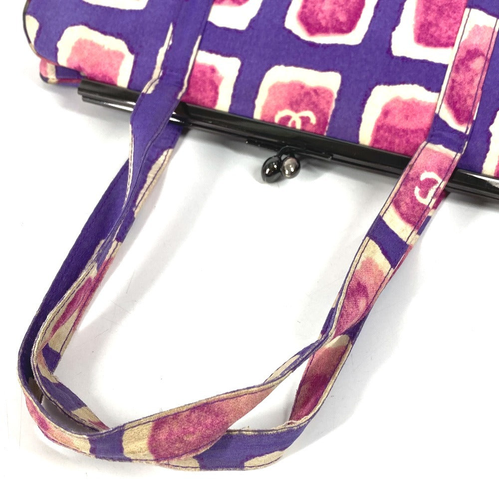 CHANEL がま口 CC ココマーク ロゴ カバン ハンドバッグ サテン ユニセックス ピンク