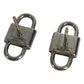 TIFFANY&Co. 1837 Small Double Lock Key Leather Cord Accessory Earrings AG925 Unisex Silver