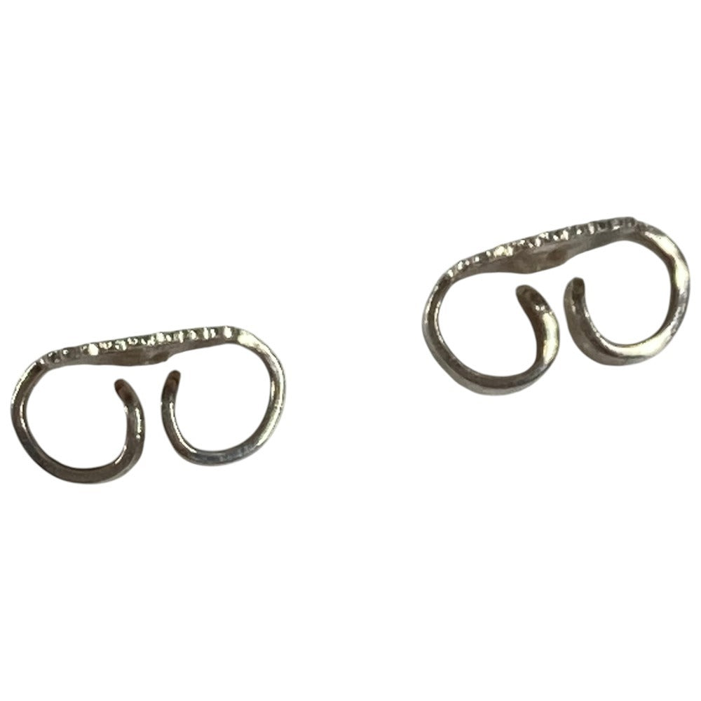 TIFFANY&Co. 1837 Small Double Lock Key Leather Cord Accessory Earrings AG925 Unisex Silver