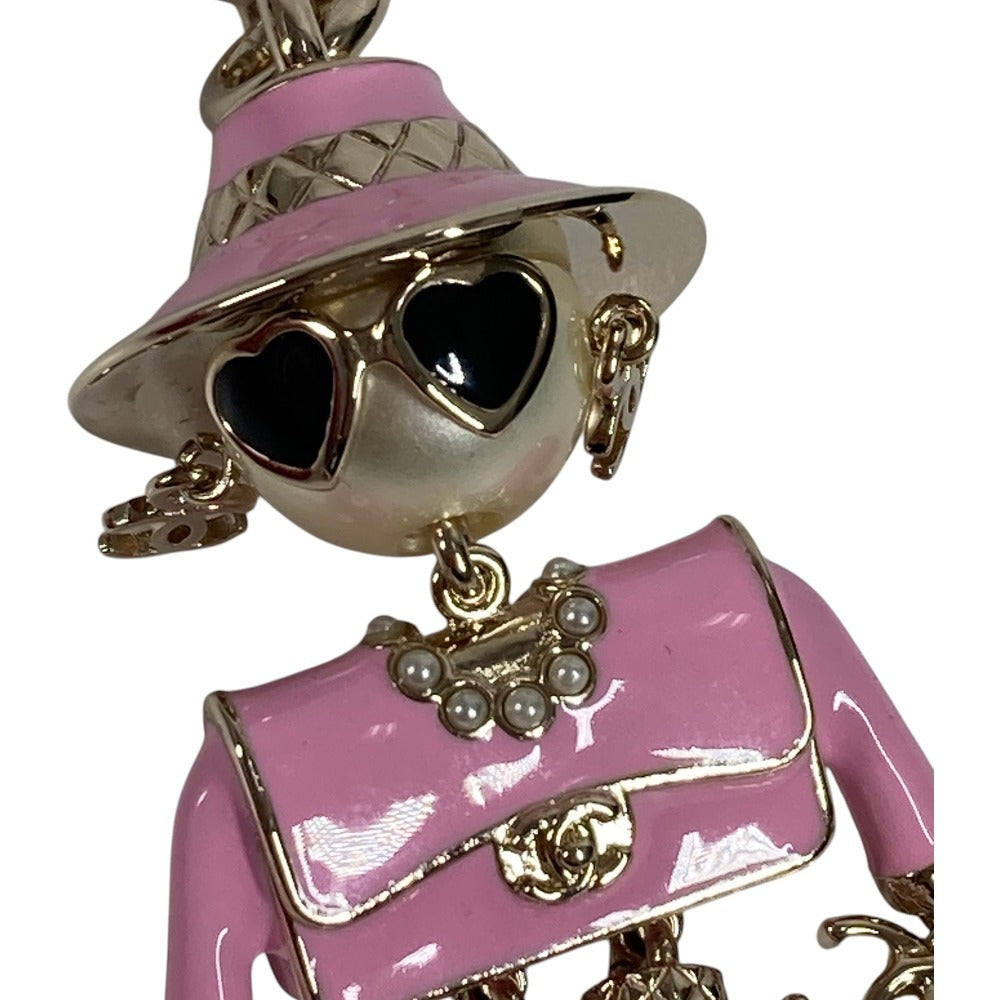 CHANEL B25B ガブリエル シャネルドール CC ココマーク ロゴ フェイクパール ハート スター バッグチャーム キーホルダー メタル レディース ピンク