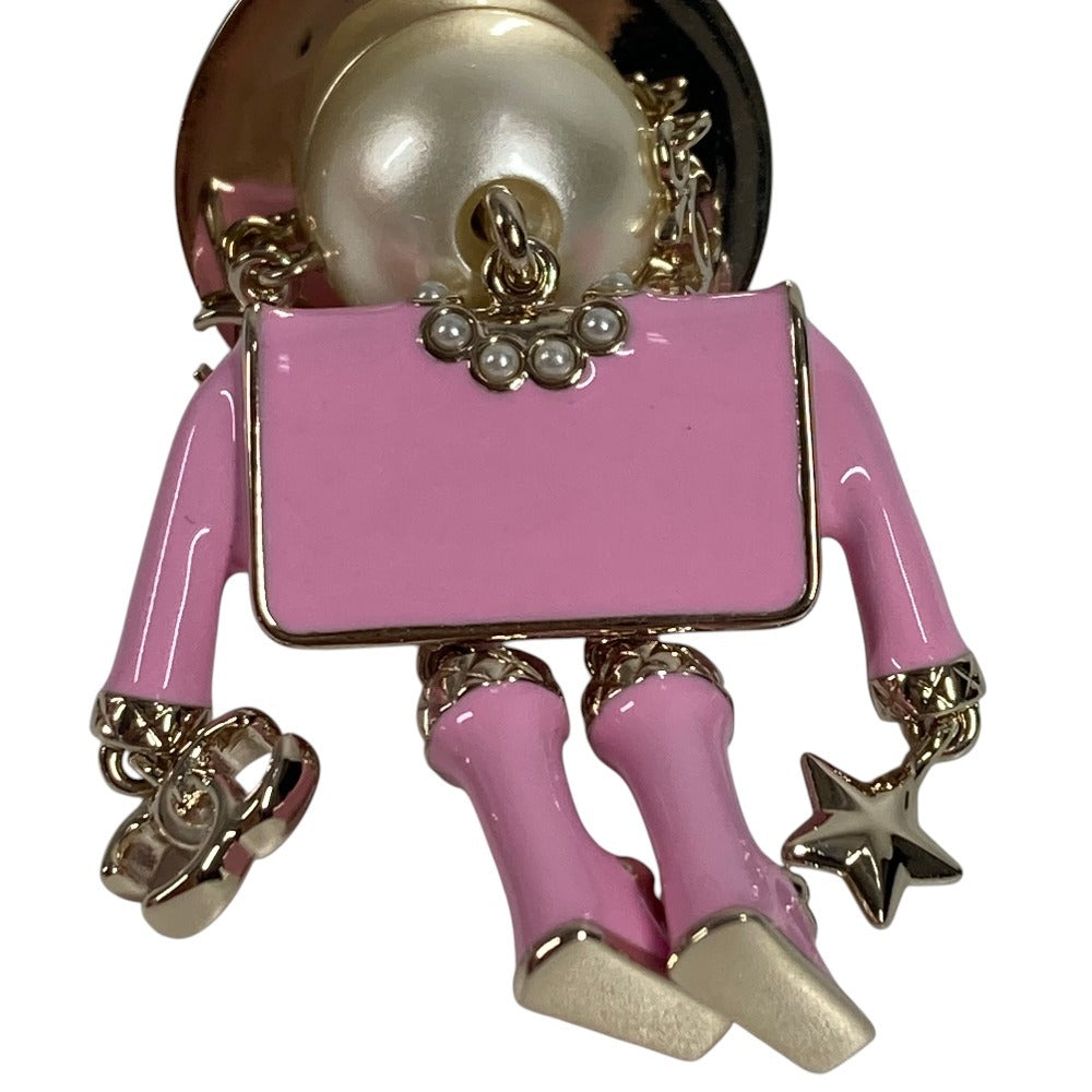 CHANEL B25B ガブリエル シャネルドール CC ココマーク ロゴ フェイクパール ハート スター バッグチャーム キーホルダー メタル レディース ピンク