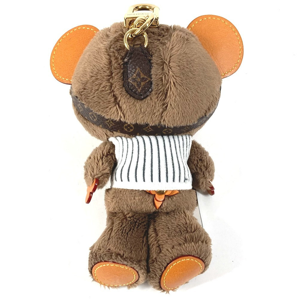 HERMES M03441 モノグラム ベア クマ ぬいぐるみ バッグチャーム LV ルイ スノー バッグチャーム ストラップ キーホルダー フェイクファー ユニセックス ブラウン