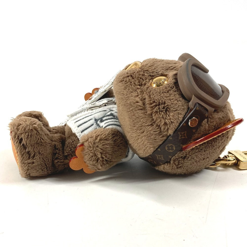 HERMES M03441 モノグラム ベア クマ ぬいぐるみ バッグチャーム LV ルイ スノー バッグチャーム ストラップ キーホルダー フェイクファー ユニセックス ブラウン