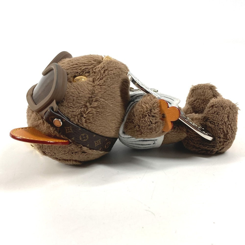 HERMES M03441 モノグラム ベア クマ ぬいぐるみ バッグチャーム LV ルイ スノー バッグチャーム ストラップ キーホルダー フェイクファー ユニセックス ブラウン
