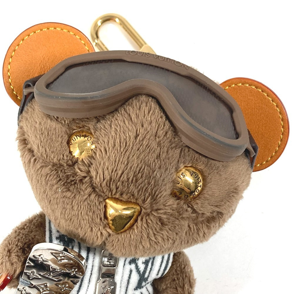 HERMES M03441 モノグラム ベア クマ ぬいぐるみ バッグチャーム LV ルイ スノー バッグチャーム ストラップ キーホルダー フェイクファー ユニセックス ブラウン